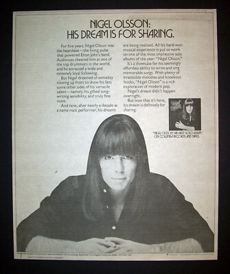 Nigel Olsson Debut Solo Album 1978 Poster Type Advert, Promo Ad (Elton John)