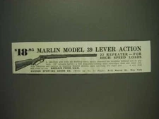 1933 Hudson Sporting Goods Ad - Marlin Model 39 Lever Action Rifle
