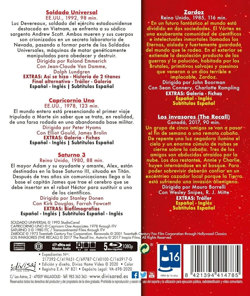 CIENCIA FICCIÓN PACK 5 PELÍCULAS - BLURAY NUEVO - - Imagen 2 de 2