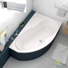 Bathtub tub corner tub 150 160 170 x 100 cm +/- apron polystyrene siphon right