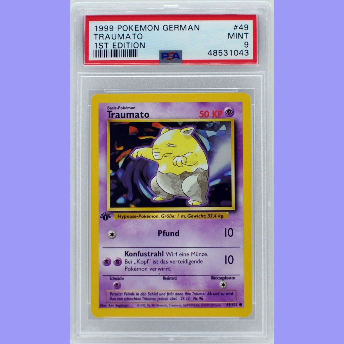 Pokemon 1st Edition Base Set German Drowzee (Traumato) 49/102 PSA