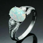 2.20Ct Oval Lab Created Fire Opal Women's Engagement Ring 14K White Gold Plated