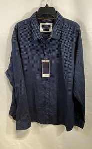 Gentleman's Outfitters Men's Navy White Geometric Button Up Shirt 3XL NWT