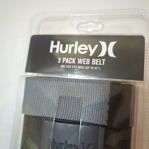 New Hurley Men's Web Belt Kit 1 Buckle 3 Belts Military Camo Black Gray 34 - 42 - Picture 2 of 7