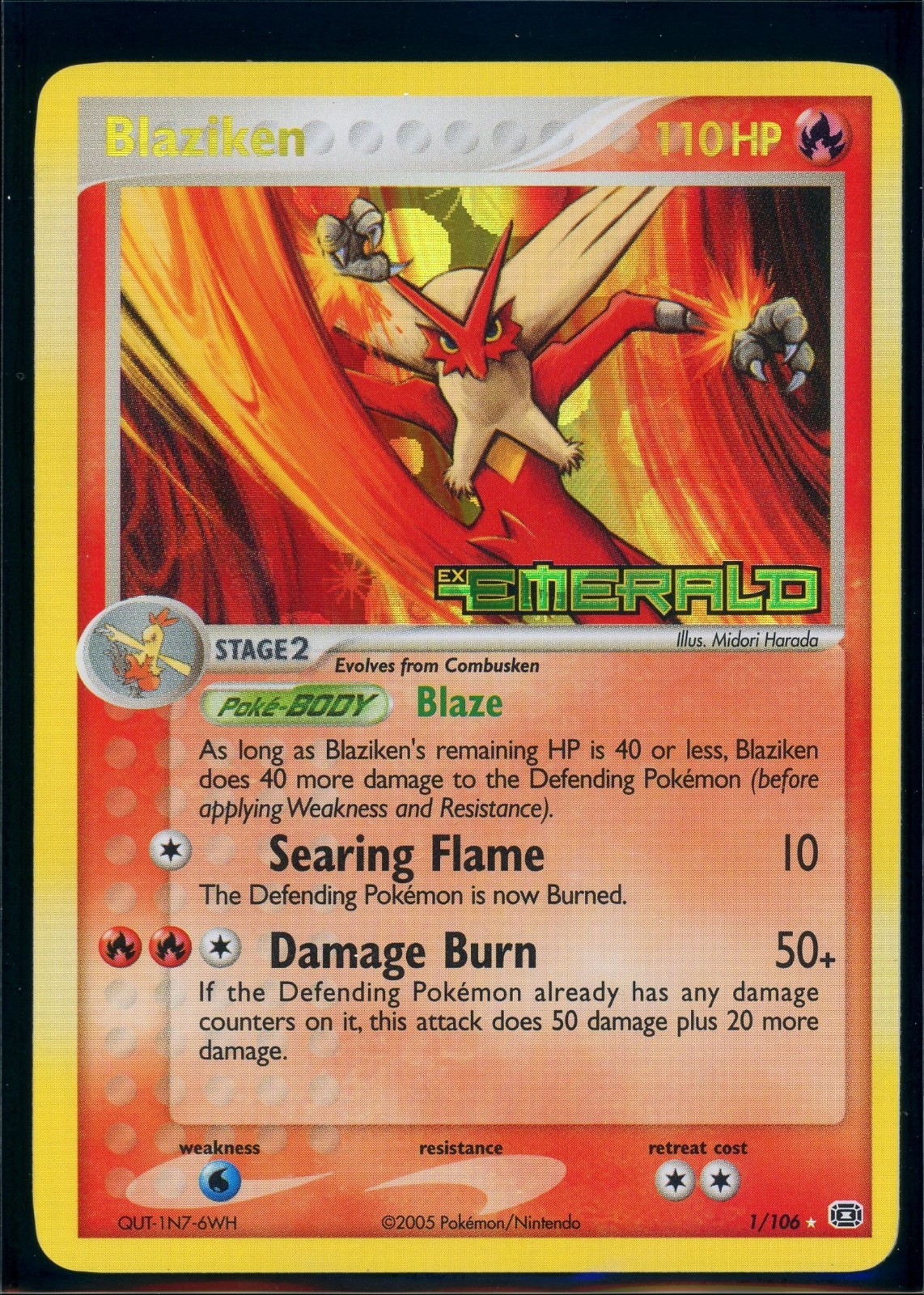 Pokemon EX EMERALD - #1/106 Blaziken - Reverse Holo - ENG - Near Mint