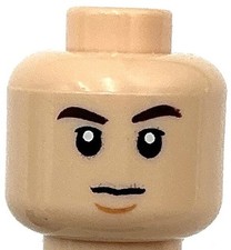 Lego New Light Nougat Minifigure Head Dual Sided Dark Brown Eyebrows Surprised