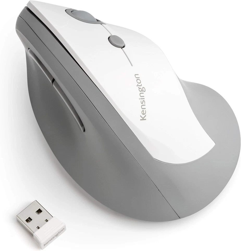 Lightweight Pro Fit Ergo Vertical Mouse - Gray & White, Ideal for Home/Office - Image 3 of 4
