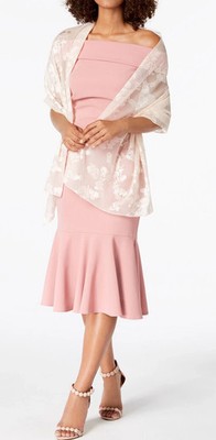 INC International Concepts Blossom Shadow Emboss Evening Wrap Sheer Scarf Blush