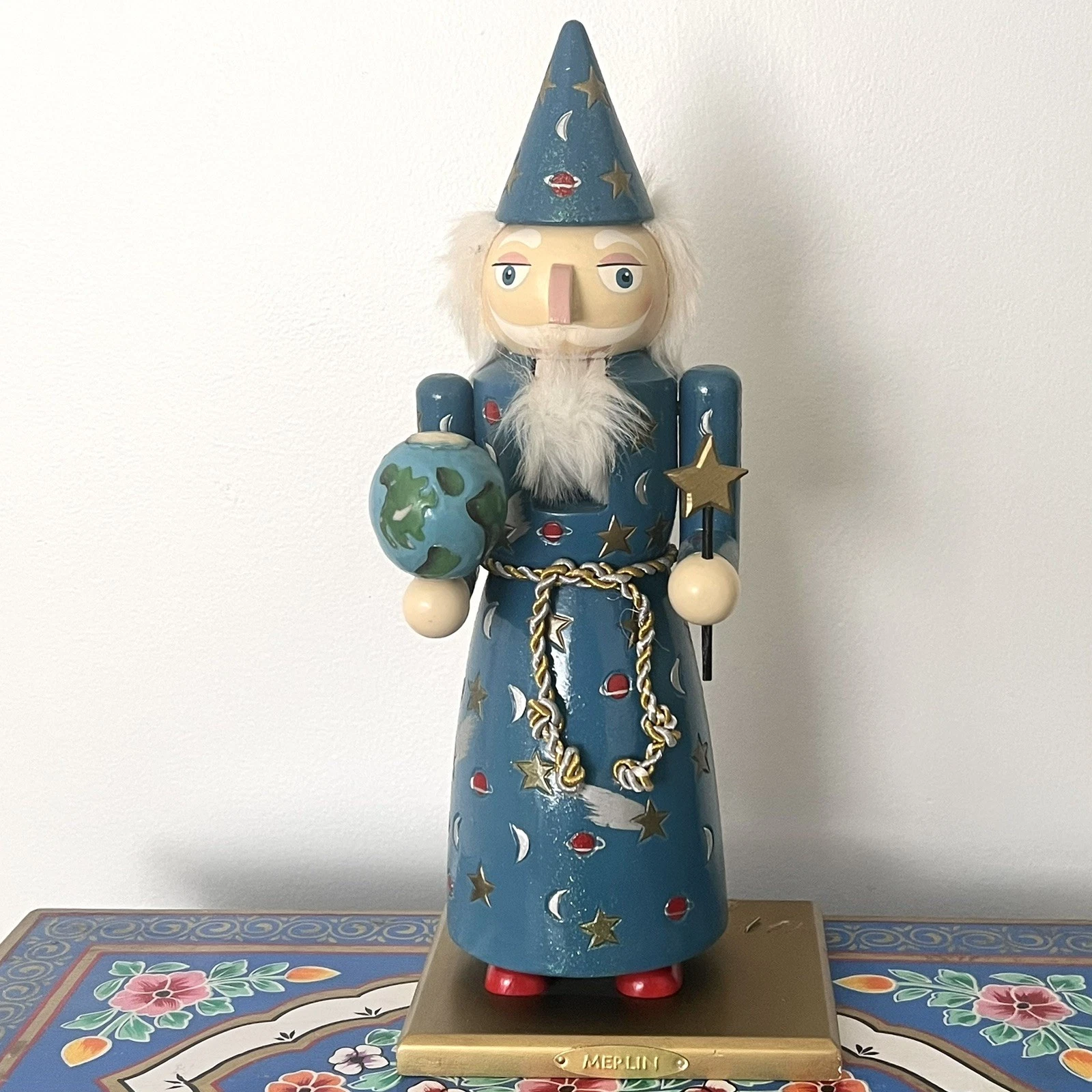 LARGE CHRISTMAS NUTCRACKER CELESTIAL MERLIN THE MAGICIAN 15.75" Tall READ
