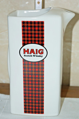 HAIG Scotch Whisky Keramik Karaffe 19cm - Weiß-Scottish Tartan Design- Vintage-
