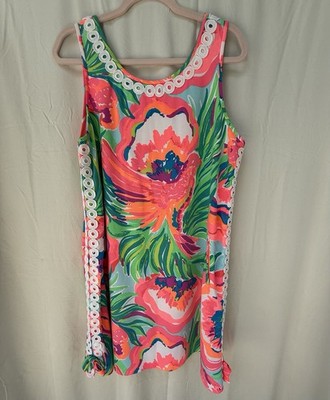 Lilly Pulitzer Stella Shift Dress Size 14 Paradise Bound Serene Blue Pink EUC