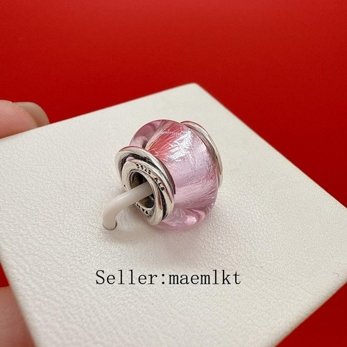 New 925 Sterling Silver Encircled Pink Murano Glass Charm,Murano Charm 793241c00