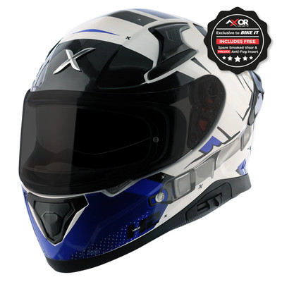 Axor Apex Hex-2 weiß/blau Road Street Touring Urban Roller Motorrad Helm S