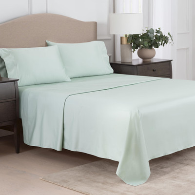 400Tc 100 Egyptian Cotton Sateen Sheet Set Sage Green 4 Piece -