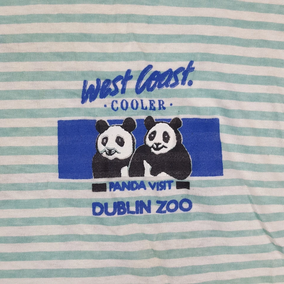 Camiseta a Rayas Abrigo Oeste Talla Pequeña Visita Panda Gigante Zoológico Dublín Años 80 De Colección Foto 4 de 4