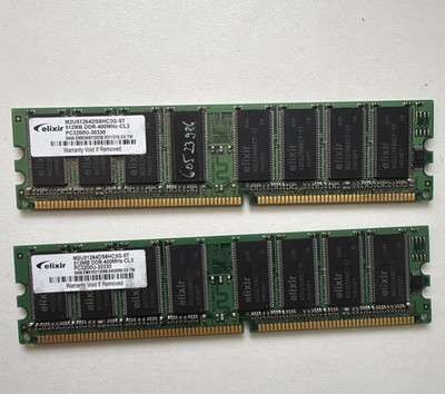 Elixir 1GB Kit (2x512MB) DDR1 SDRAM PC-3200 DDR-400 CL3 184-Pin DIMM