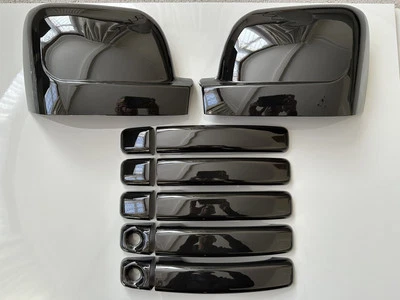 GLOSS BLACK WING MIRROR 5 DOOR HANDLE COVERS VAUXHALL OPEL VIVARO 2014-19 X82 - Image 1 of 4