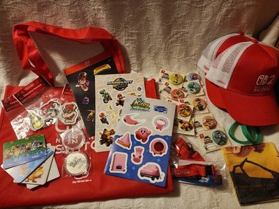 Ultimate Nintendo Switch 2 Launch Event Loot Bag, Hats, Coins, Patches, Lanyards