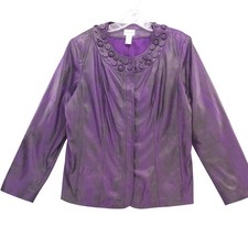 Chico's Purple Snake Textured Button Embellished Jacket Size 3 XL
