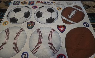 All- Star Sports Pillows W/ Applique Patches Cut & Sew  44'' x 36'' Sewing Craft