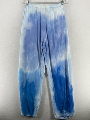 RAQUEL ALLEGRA Pants 2 Tie Dye Slouchy Lounge Elastic Waist Viscose Blue USA
