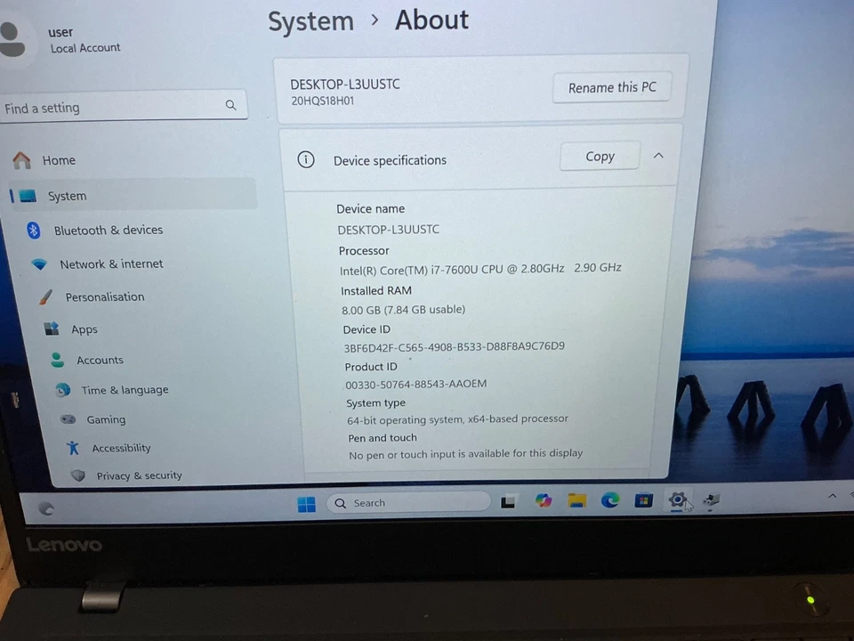 Lenovo ThinkPad X1 Carbon Gen 5 14” Core i7-7600U 8GB DDR4 512GB SSD Win 11 Pro - Image 3 of 4