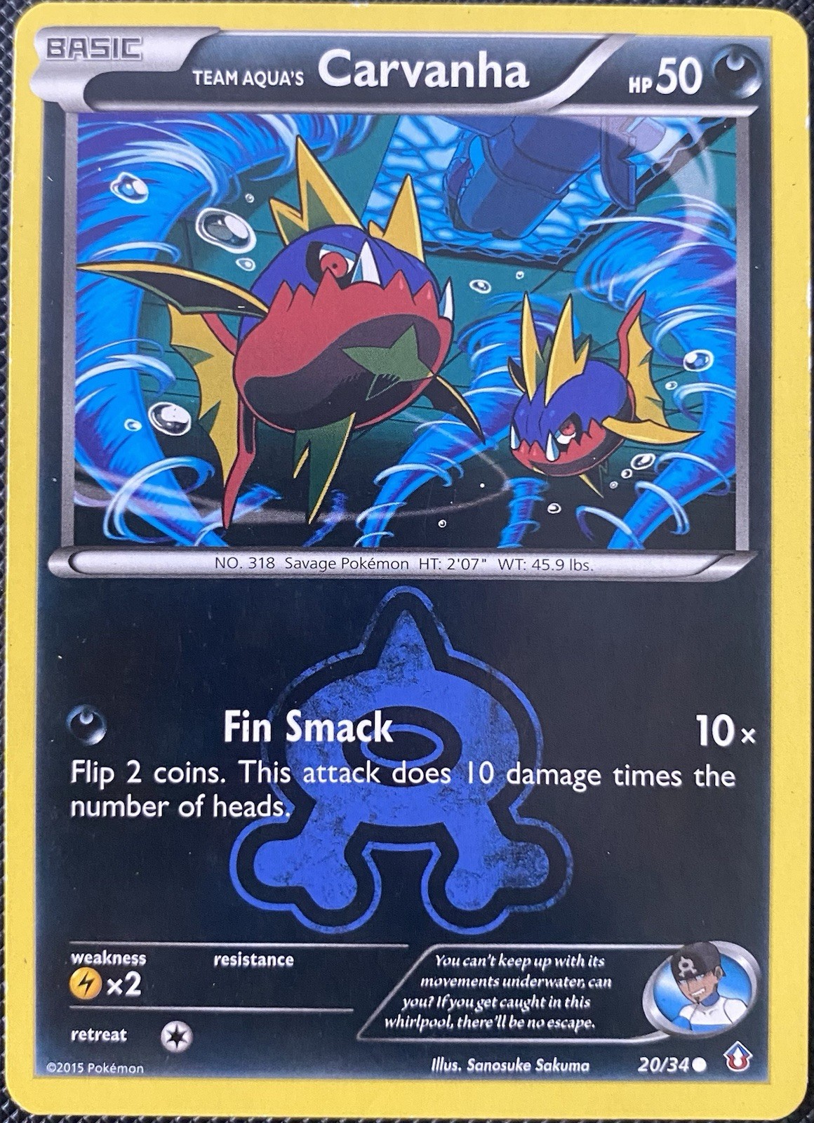 Team Aqua's Carvanha 20/34 Double Crisis Regular - Pokémon Card