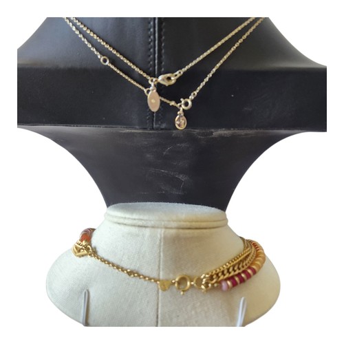 Celestial Necklaces Loft Lot of 3 Gold Silver Tones Coral Pink Beeds Moon & Star - Afbeelding 5 van 7