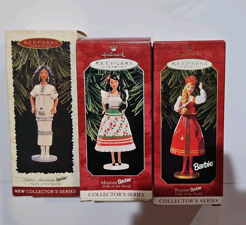 Hallmark Barbie Dolls of the World Lot of 3 Russian, Native American, Mexican