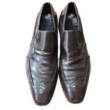 Prada Wingtip Loafers Mens 8.5 Burgundy Fair Brogue Dress Shoes Made in Italy