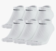 Nike Everyday Plus Cushion NOSHOW White Socks - 6 Pair Pack WH TE LARGE