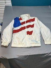 Rare VTG ADIDAS Spell Out Trefoil American USA Flag Striped Track Jacket 90s L