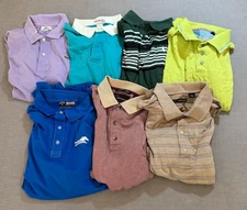 Lot of 7 Polo Shirts of Different Brands and Styles M Button Golfer Mens.