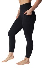 Womens Leggings High Waisted Elastic Free Ankle Length with Side Pockets - Bl...