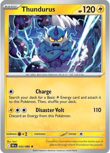 Thundurus (Master Ball Pattern) - 033/086 - Pokemon Black Bolt Rare LP