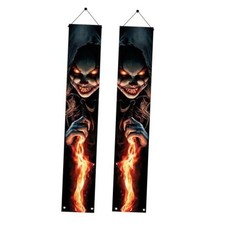 2PCS Halloween Porch Banners 71x12 Inch Vertical Hanging Door Evil Clown