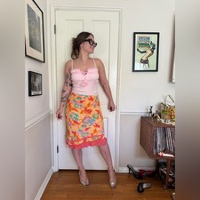 Late 90s/Y2K Vintage Reversible Slip Skirt Sz L