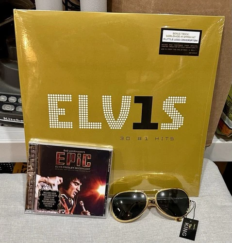 ELVIS PRESLEY 30 #1 Hits RARE 3 Piece CD King Sun Glasses Double Vinyl LP SEALED