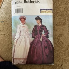 Butterick 6694 sz 18-22 mid 1800's Historical Civil War era gown Uncut pattern