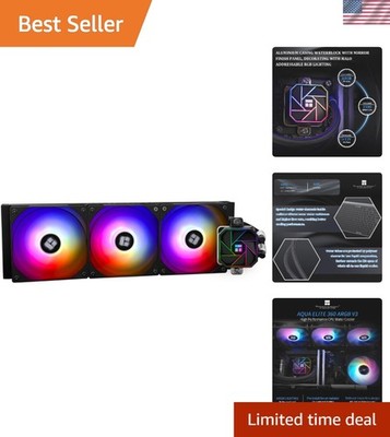 Stylish 360mm Water Cooler with ARGB Sync Support for AMD AM4/AM5 & Intel CPUs
