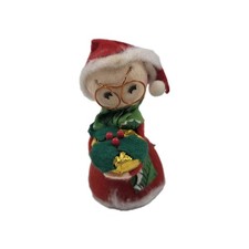 Vintage Small Felt Mrs Santa Claus Figure Doll Christmas Holiday Decor Japan
