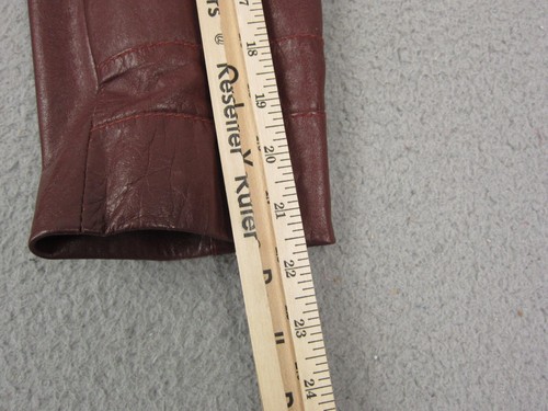Vintage LeSoleil Leather Trench Coat Women 14 Large Red Burgundy Belted 60s 70s - Picture 10 of 20
