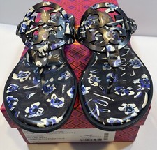 EUC Tory Burch Miller Midnight Teapot Welt Calf Leather Sandals 7 1/2 M With Box