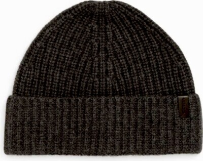 venicew ビーニー VINCE SHAKER STITCH MERINO WOOL AND CASHMERE BEANIE CHARCOAL GRAY