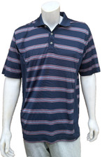 Callaway Opti Dri Men's Blue Striped Polo Shirt Size L Short Sleeve Stretch Golf