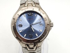 Guess Waterpro Mens Watch New Battery Blue Dial Silver Tone 37mm