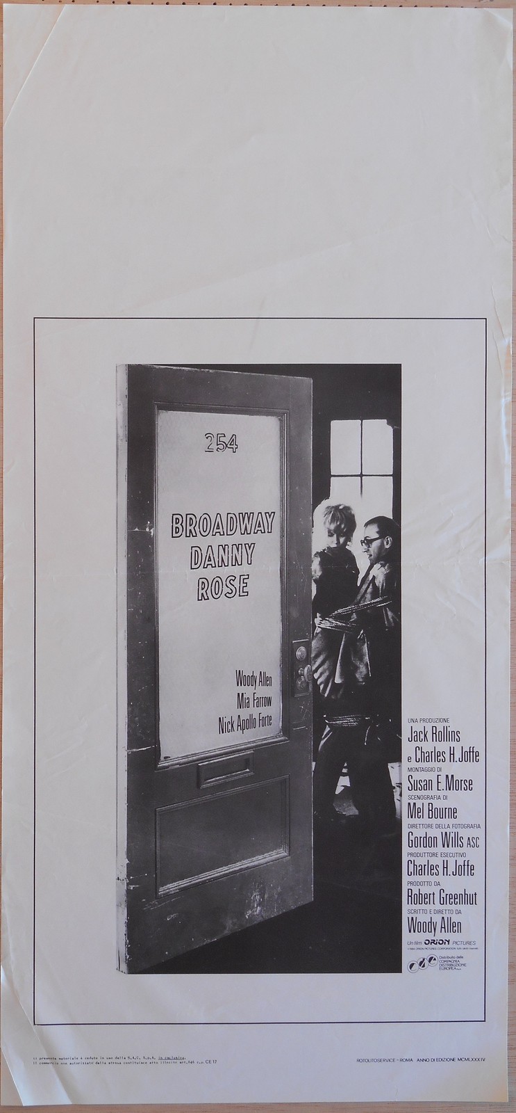 Locandina originale film Broadway Danny Rose (1984) - Regia di Woody Allen