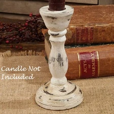NEW Primitive Farmhouse AGED CREAM TAPER CANDLE HOLDER Candle Stick Stand 5"
