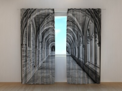 Window Curtain Printed with Antic Stone Arched Hallway Wellmira Ready Made