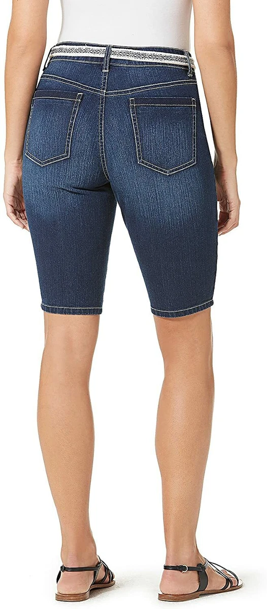 Bandolino Women Petites Belted Denim Bermuda Shorts eBay
